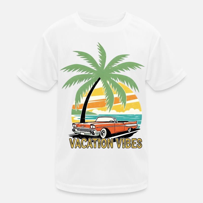 Tropischer Himmel und Oldtimer Kinder Funktions-T-Shirt
