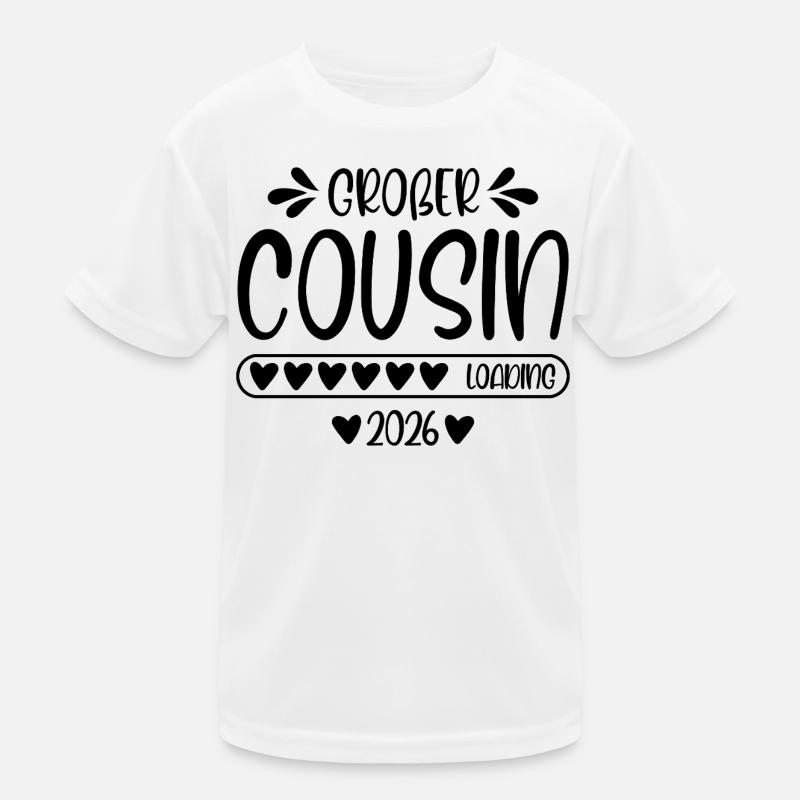 Großer Cousin 2026 loading - Kinder Funktions-T-Shirt - Weiß