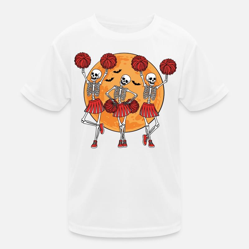 Dancing skeleton girls with pompoms Kids Functional T-Shirt