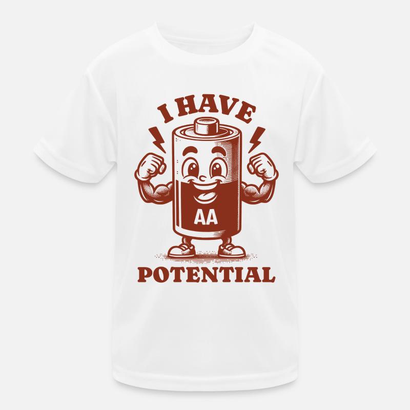 I Have Potential Funny AA Battery Physics Humor Kids Functional T-Shirt