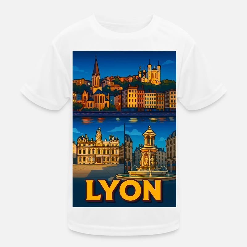 Lyon Malerischer Nachtblick Kinder Funktions-T-Shirt