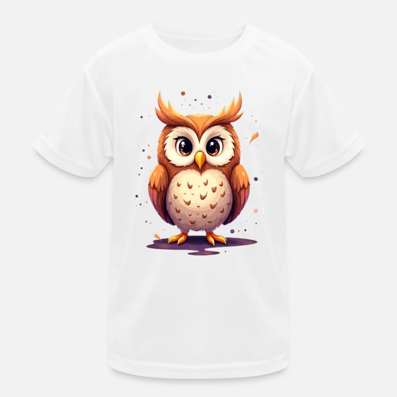 Niedliche Eule mit großen Augen Kinder Funktions-T-Shirt
