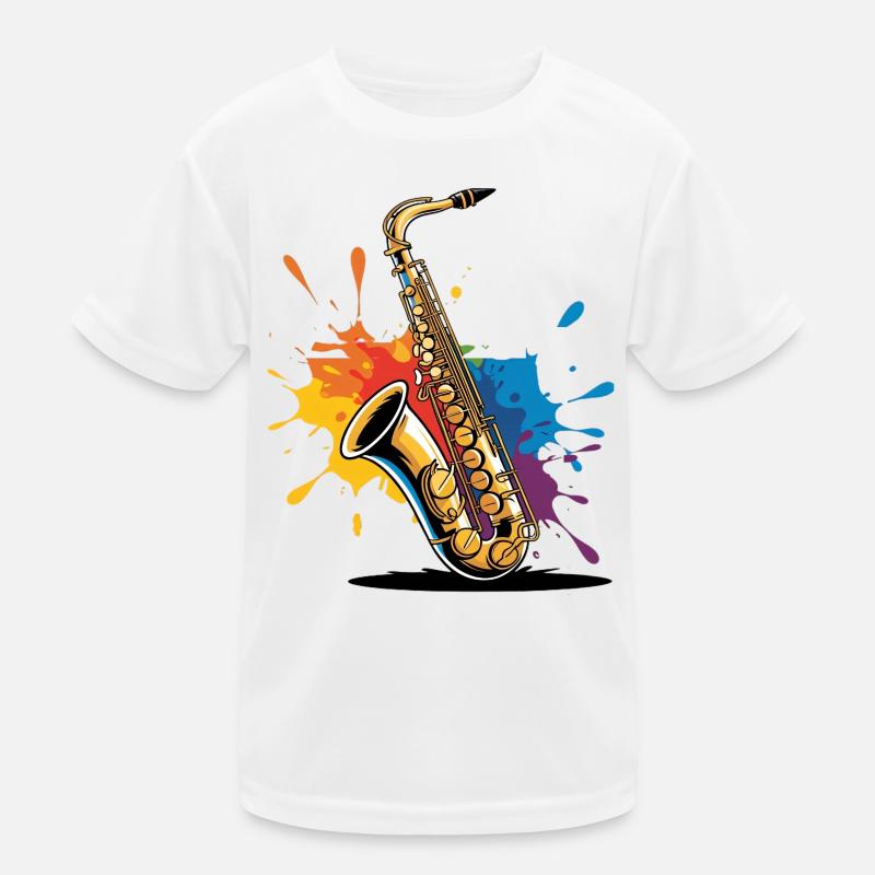 Expressionistische Saxophon Kunstdruck Kinder Funktions-T-Shirt