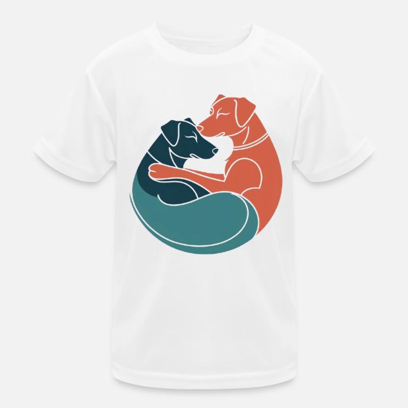 Dog Couple Hug Design Kids Functional T-Shirt