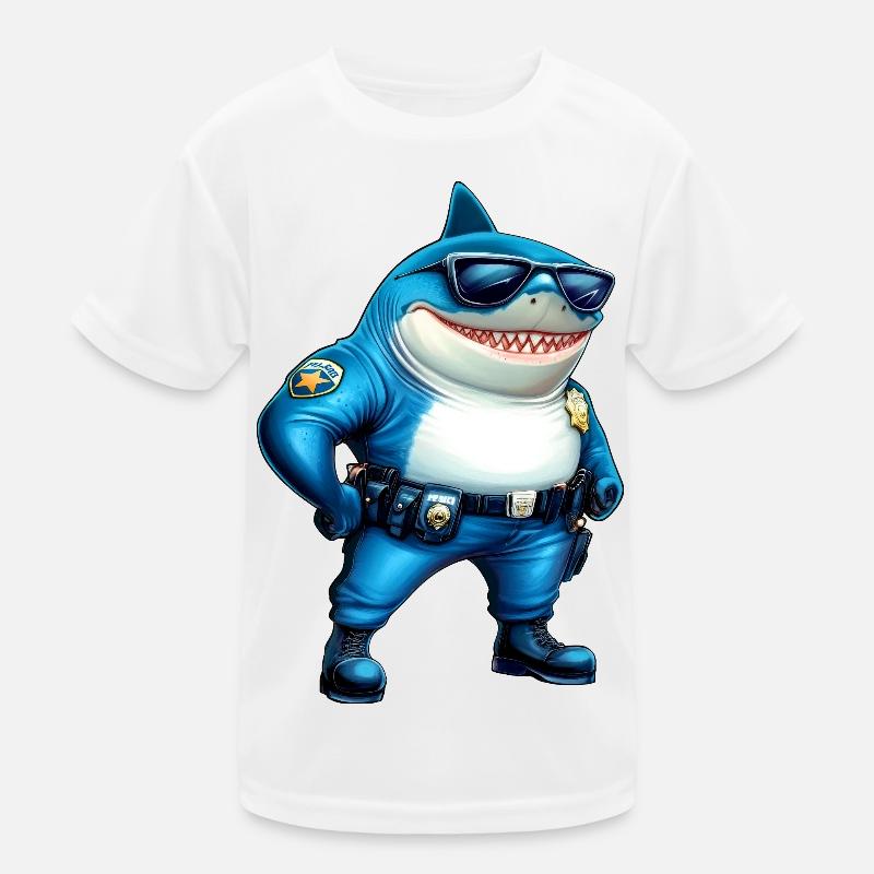 Policeman Shark Kids Functional T-Shirt