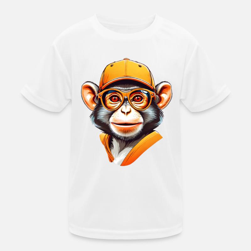 Cool Affe mit Cap und Brille Kinder Funktions-T-Shirt