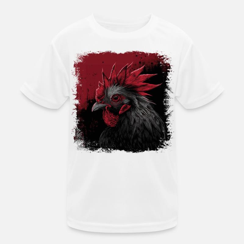 Rooster Portrait Kids Functional T-Shirt