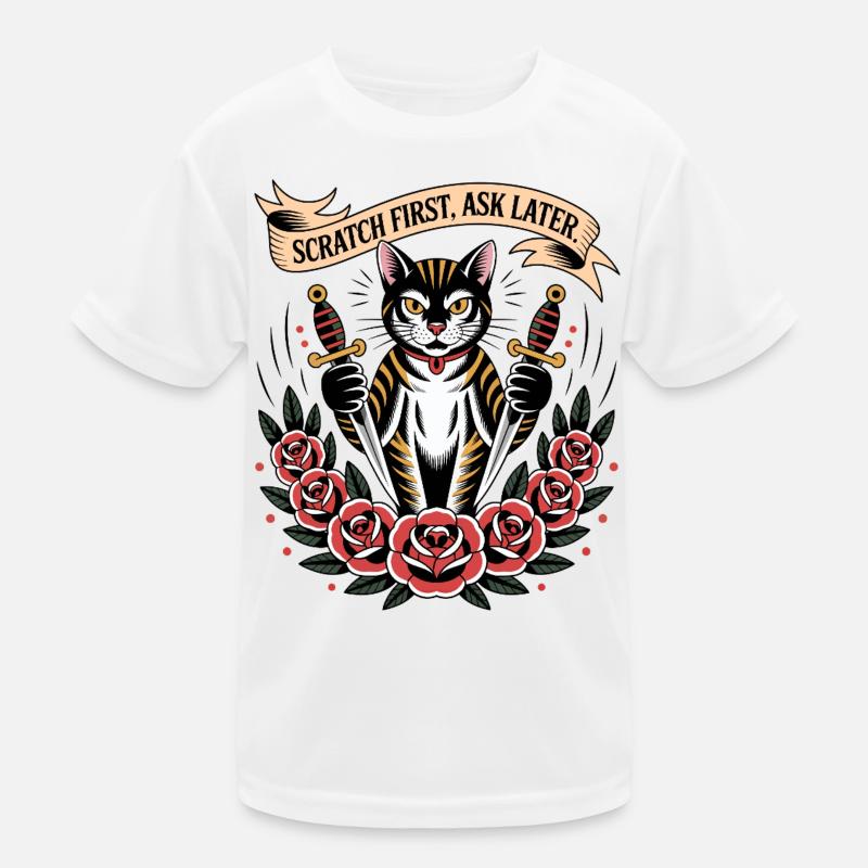 Erste Katze kratzen Kinder Funktions-T-Shirt