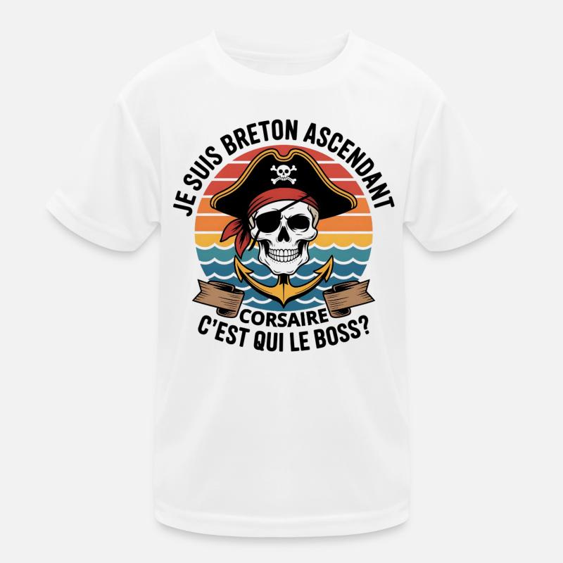 Piratenschädel mit bunter Anker Kinder Funktions-T-Shirt