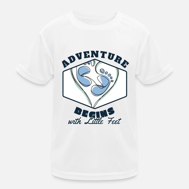 Das Abenteuer beginnt mit dem Geburtsgeschenk der kleinen Füße Kinder Funktions-T-Shirt
