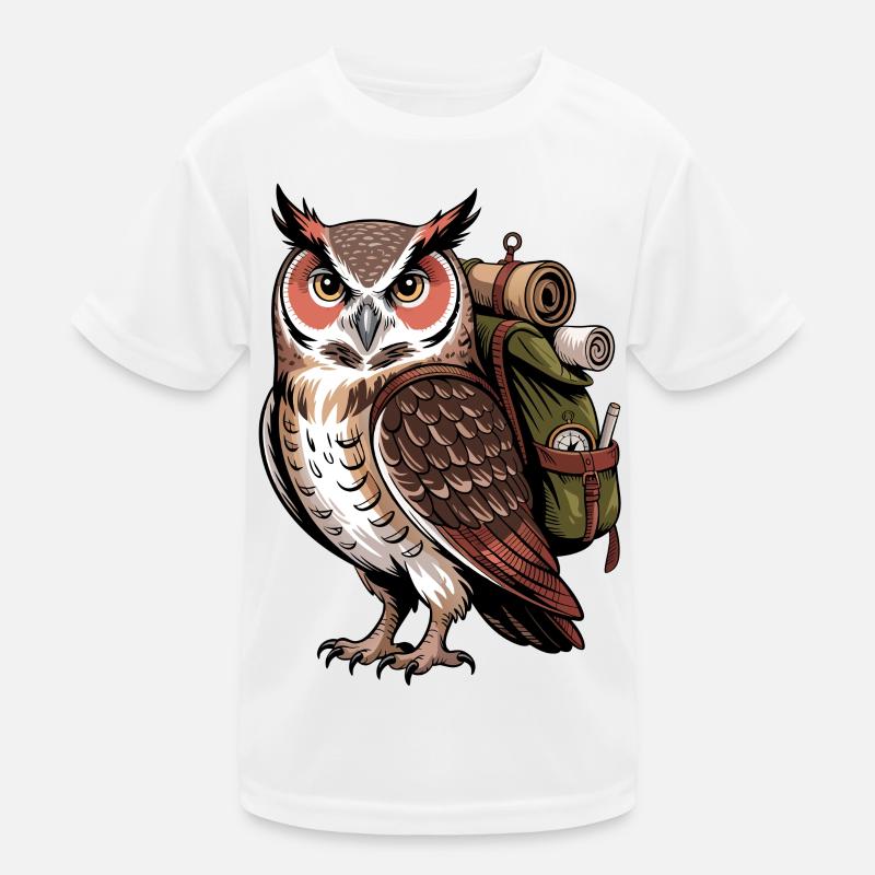 Eagle owl with backpack Kids Functional T-Shirt