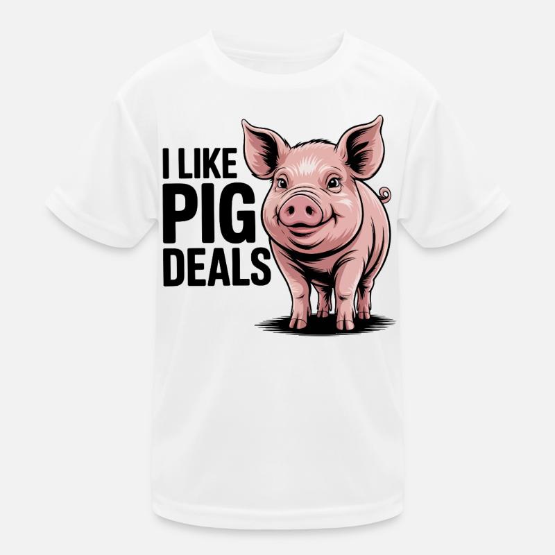 Cheerful Pig Illustration for Apparel - Kids Functional T-Shirt - white