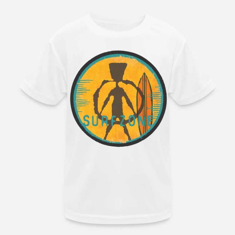 Surfer Art Silhouette with Surfboard Kids Functional T-Shirt
