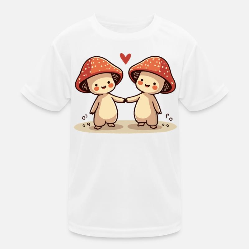 Pilz-Paar mit Herz - Cute Mushrooms Kinder Funktions-T-Shirt