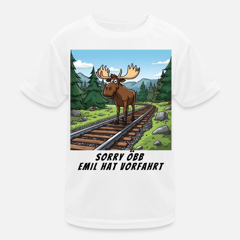 Sorry Bahn - Emil hat hier Vorfahrt - Kinder Funktions-T-Shirt - Weiß