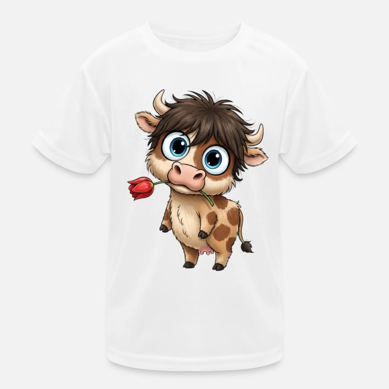 Kuschelige Kuh mit Tulpe Kinder Funktions-T-Shirt