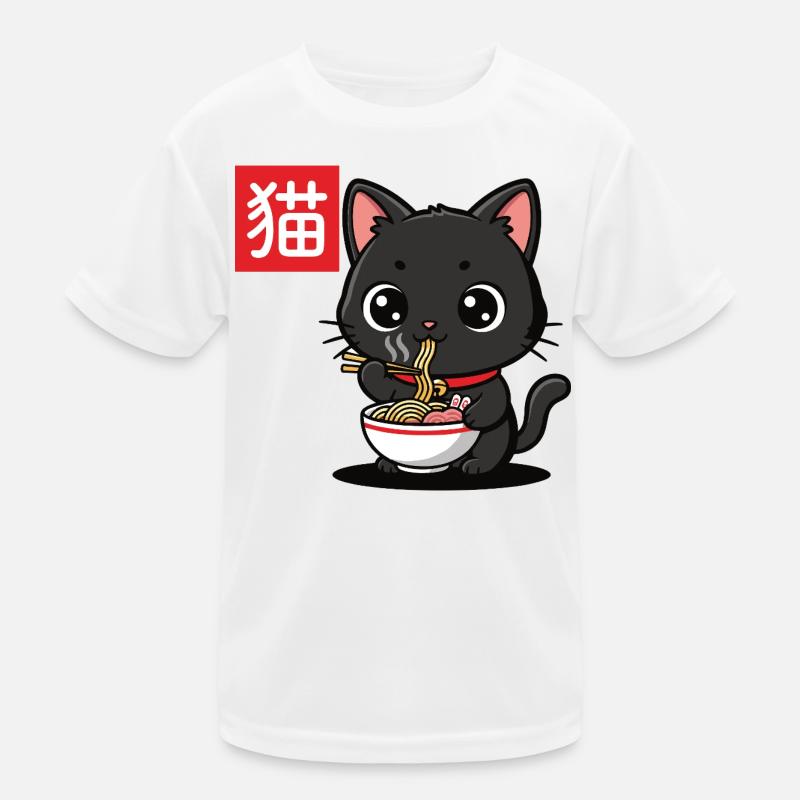 Chaton mange Ramen Illustration T-shirt sport Enfant