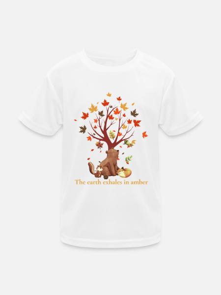 Waldtiere mit Herbstbaum und Spruch - Kinder Funktions-T-Shirt - Weiß