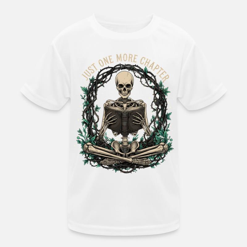 Skeletor liest Buch mit Naturmotiven Kinder Funktions-T-Shirt