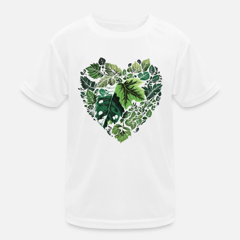 Leaf Heart Nature Pattern Kids Functional T-Shirt