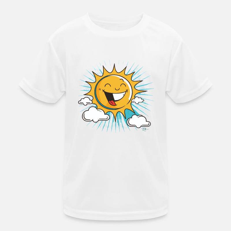 Smiling sun with cloud burst Kids Functional T-Shirt