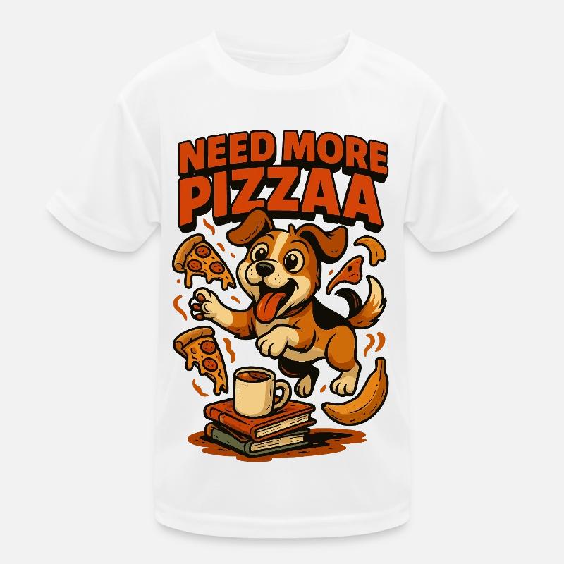 Need More Pizza Pup Kids Functional T-Shirt