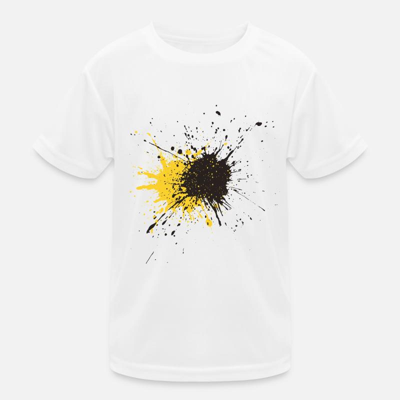 Kunstspritzer Gelb Schwarz Splash Kinder Funktions-T-Shirt