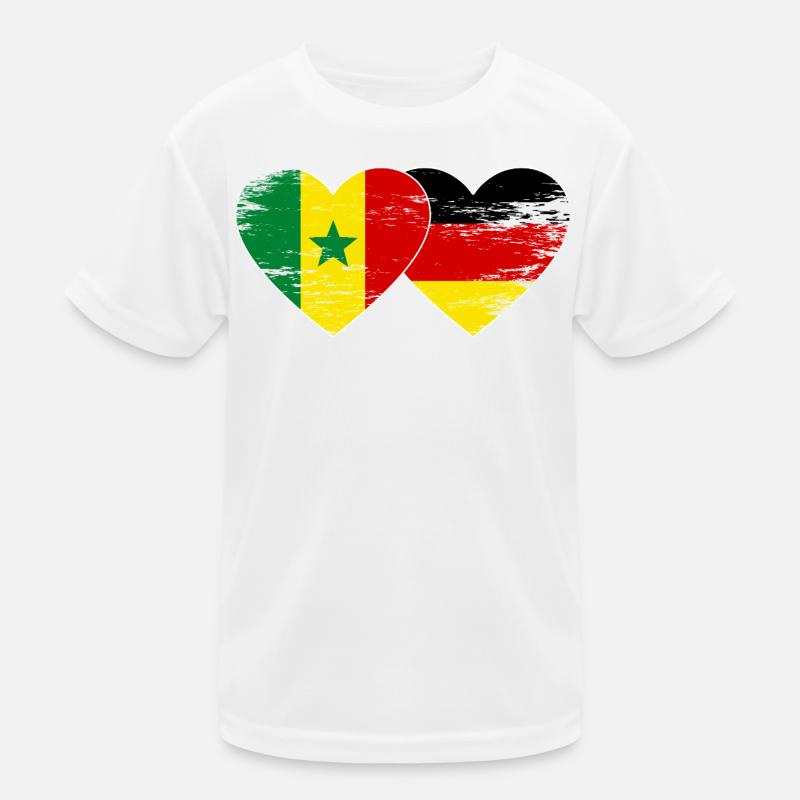 Sénégal Allemagne Drapeau Coeur utilisé T-shirt sport Enfant