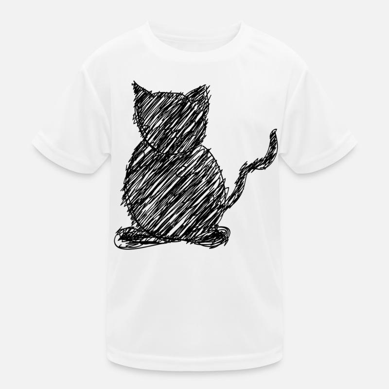 Katze Scribble Zeichnung Tier Geschenk Kinder Funktions-T-Shirt