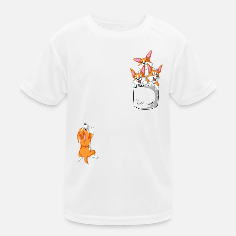 Chemise drôle de grimpe Corgi à poches T-shirt sport Enfant