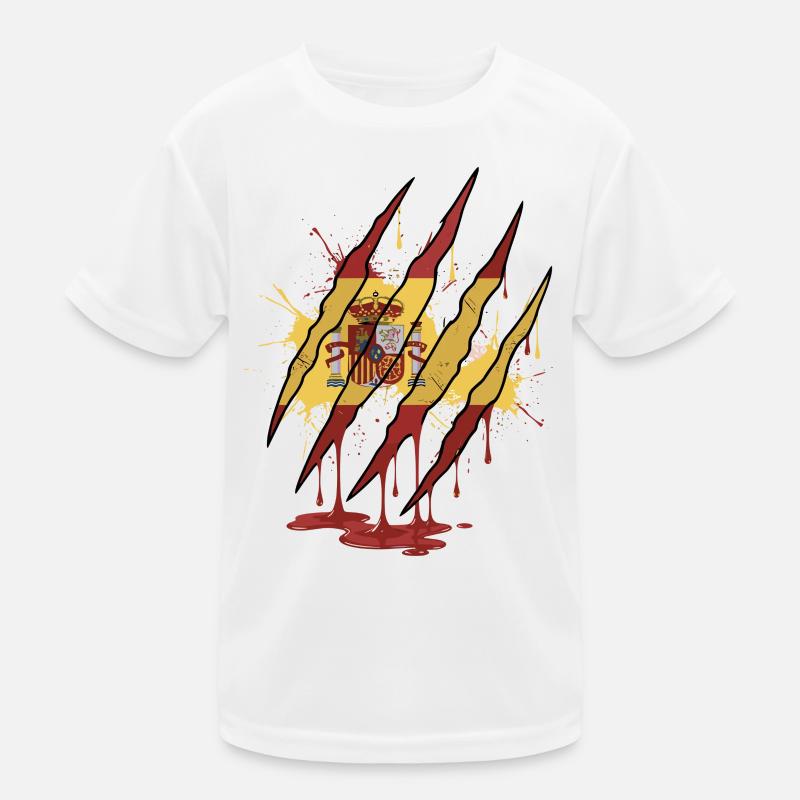 Scratch Mark Spain Flag Claw Grunge Style Kids Functional T-Shirt