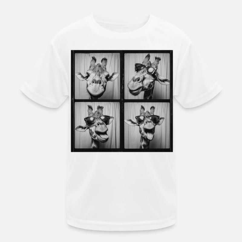 Funny Giraffe Sunglasses Photo Booth Kids Functional T-Shirt