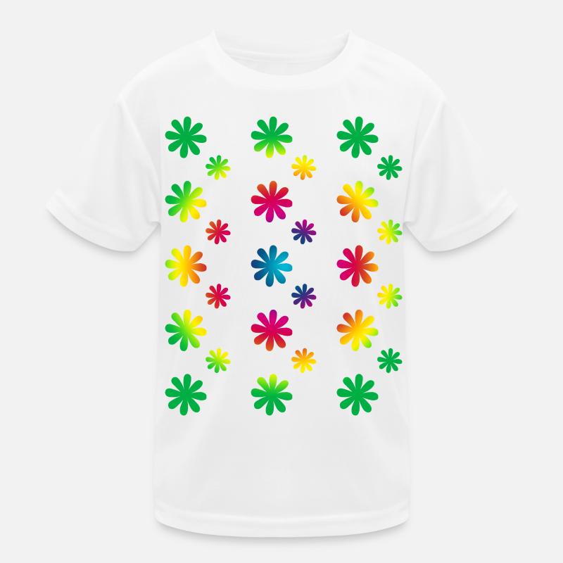 bunte Blumen - Retro - Regenbogenblüten Muster Kinder Funktions-T-Shirt