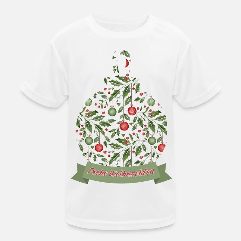 Weihnachtskugel mit Text Frohe Weihnachten - Kinder Funktions-T-Shirt - Weiß
