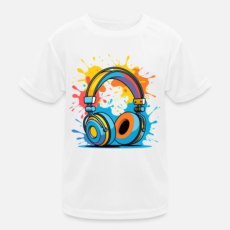 Bunte Kopfhörer Splash Design Kinder Funktions-T-Shirt