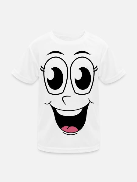 Glückliches Gesicht - Kinder Funktions-T-Shirt - Weiß - Vorne