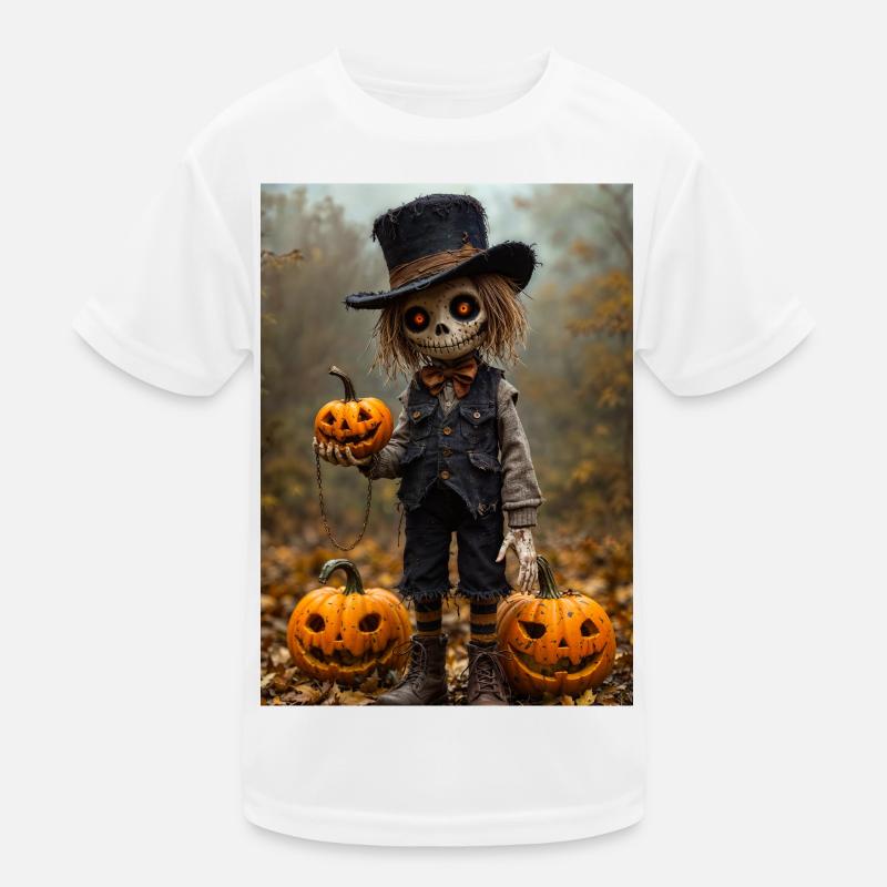Spukvogelscheuche mit Kürbislaternen Kinder Funktions-T-Shirt
