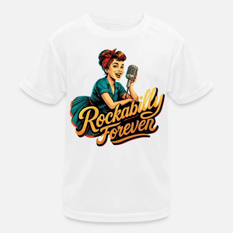 Rockabilly Forever Charcoal Microphone 50s Gift Kids Functional T-Shirt