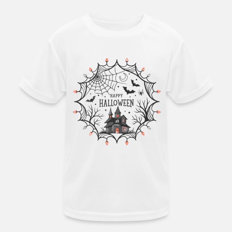 Halloween Spider Web Castle Kids Functional T-Shirt