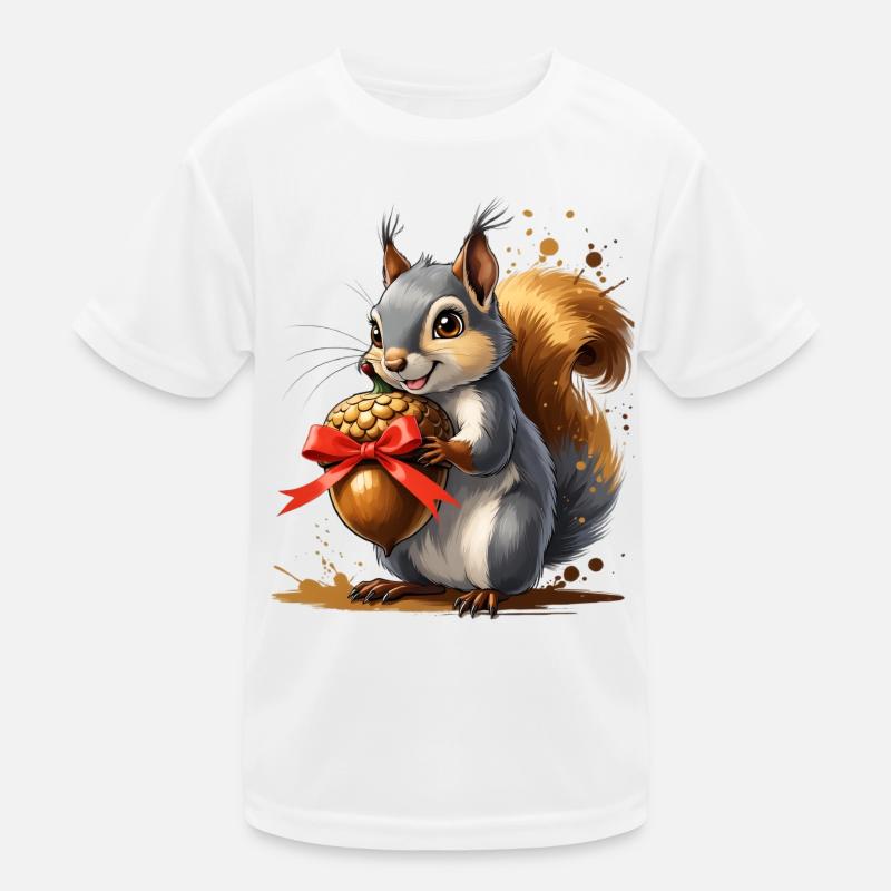 Eichhörnchen mit roter Eichel Kinder Funktions-T-Shirt