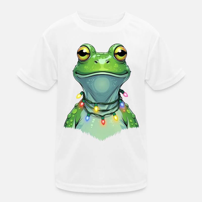 Lichterfrosch mit Weihnachtskette Kinder Funktions-T-Shirt