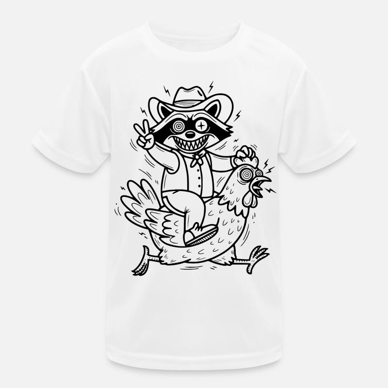 Waschbär und Huhn Kinder Funktions-T-Shirt