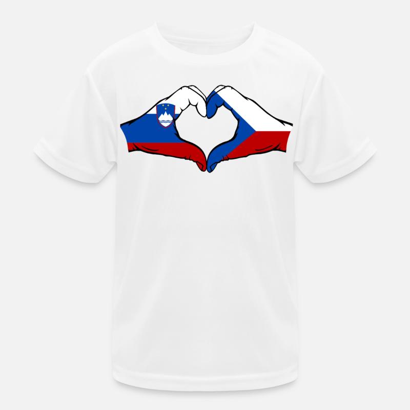 Slovenia Czech Republic flag hands Kids Functional T-Shirt