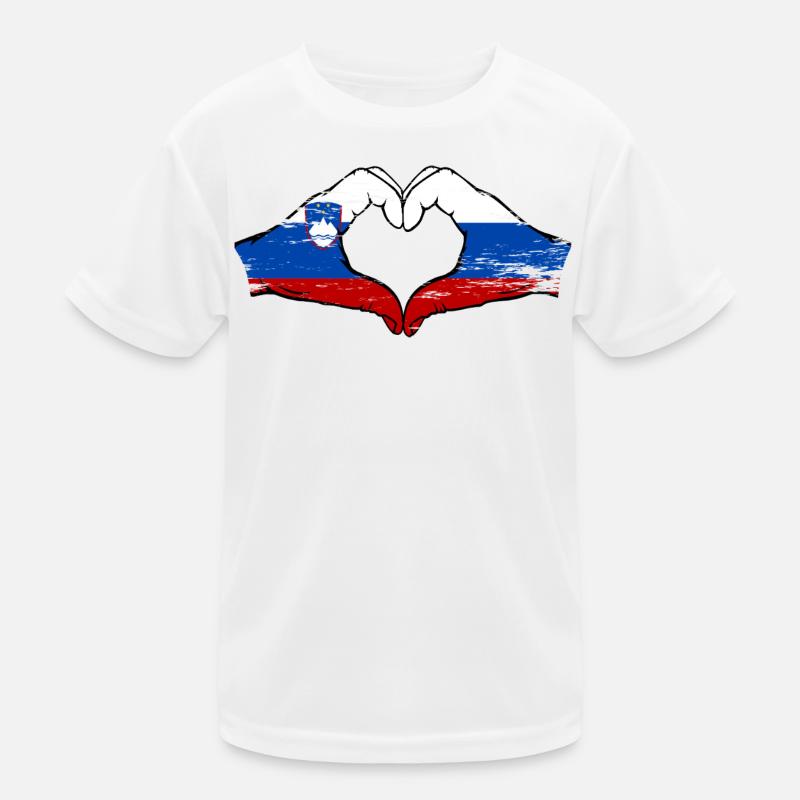Slovénie Russie Drapeau Coeur T-shirt sport Enfant