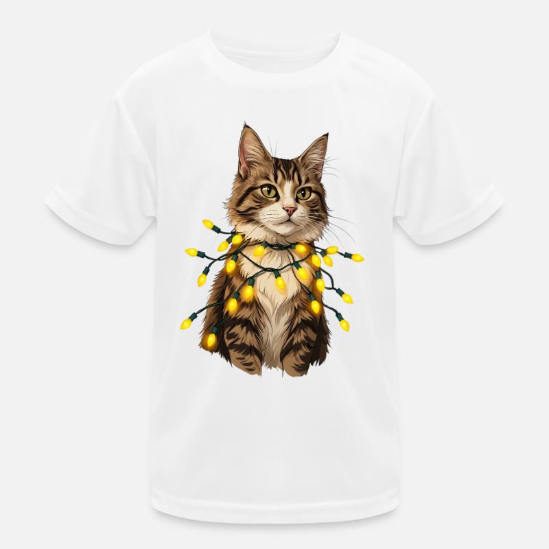 Lichterkatze mit Lampenkette Kinder Funktions-T-Shirt