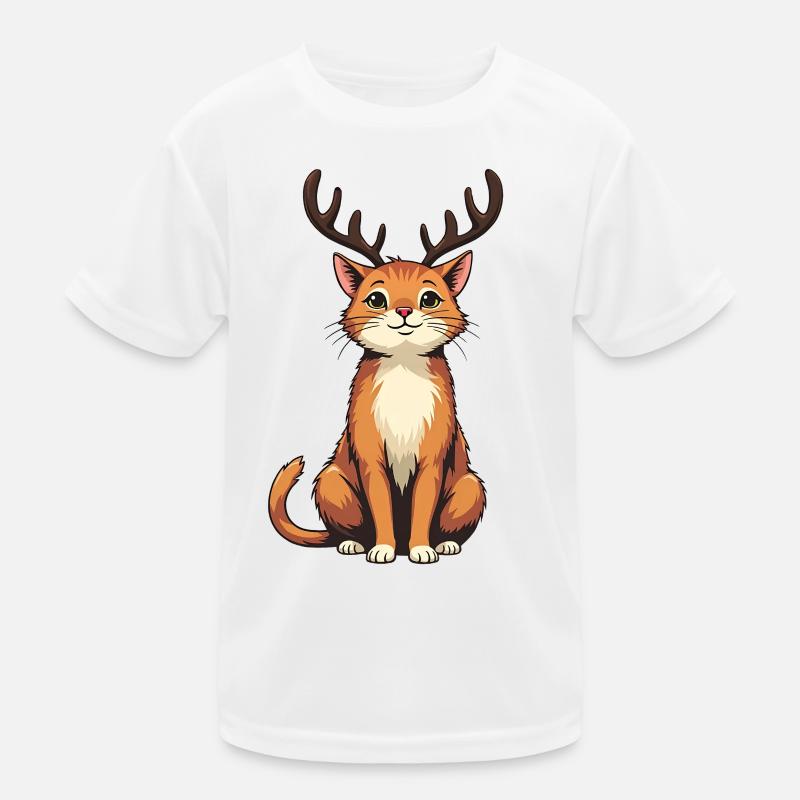Rentierkatze Kinder Funktions-T-Shirt