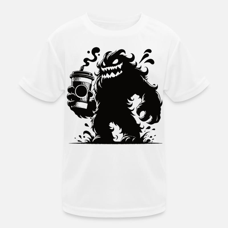 Lustiges Kaffeemonster Comic Design Kinder Funktions-T-Shirt