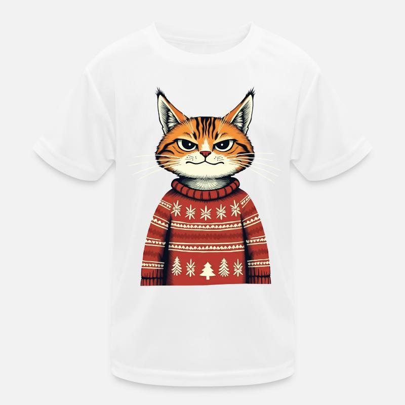 Weihnachtskatze Kinder Funktions-T-Shirt