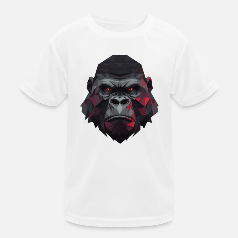 Polygon gorilla with red eyes Kids Functional T-Shirt