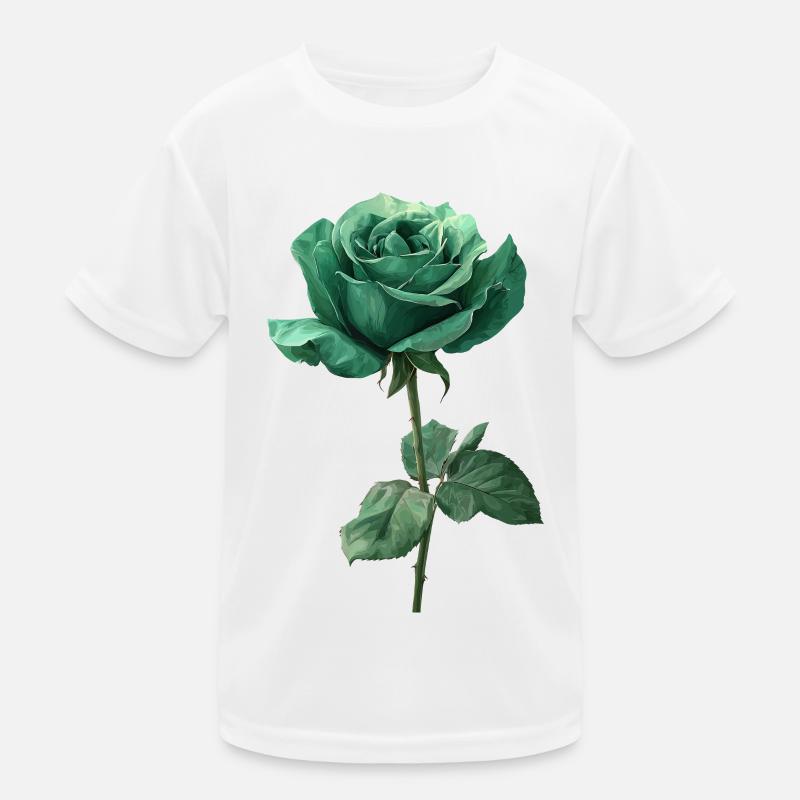 Emerald Green Rose Kids Functional T-Shirt